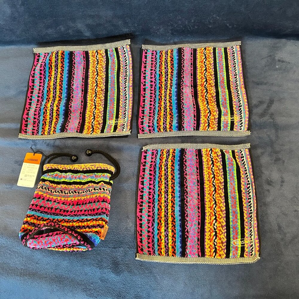 Missoni Stricia Lot of Small Drawstring Bag & 3 Handkerchiefs !!